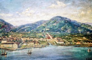 Santos in 1822 door Benedito Calixto